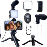 Multi-Functional Tripod Stand with Microphone & LED Ring Light - 3 Pcs Set
