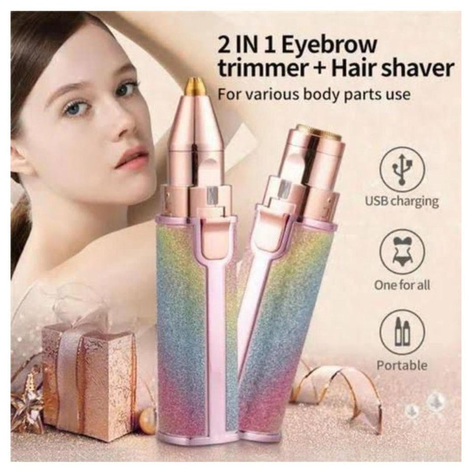 Flawless 2-in-1 Pen Hair Remover – Rechargeable Precision Trimmer for Effortless Brow Shaping