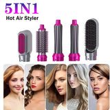 5 In 1 Electric Hair Dryer Brush | Blow Dryer Hair Comb Curling Wand Detachable Brush Kit Negative Ion Straightener Hair Curler ( Random Color)
