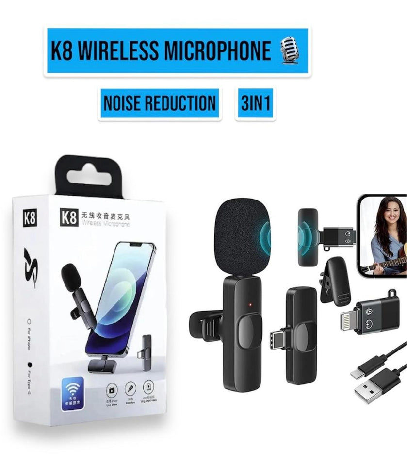 K8 Wireless 3 in 1 Noise Reduction Microphon
