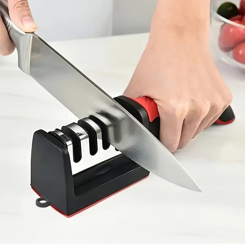 3-in-1 Knife Sharpener Set with Ceramic Peeler | 3-Stage Blade Sharpener & Non-Slip Handle