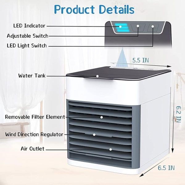 Air Ultra Portable Home Air Cooler | Portable Personal Air Conditioner,2x Cooling Power With Night Light Add Ice Cubes For Special Cooling (random Color)
