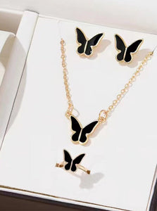 Butterfly Set, Pack Of 4 / Pendants Necklace Earrings Ring For Women Jewelry