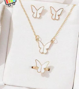 Butterfly Set, Pack Of 4 / Pendants Necklace Earrings Ring For Women Jewelry
