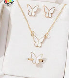 Butterfly Set, Pack Of 4 / Pendants Necklace Earrings Ring For Women Jewelry