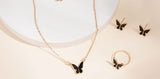 Butterfly Set, Pack Of 4 / Pendants Necklace Earrings Ring For Women Jewelry