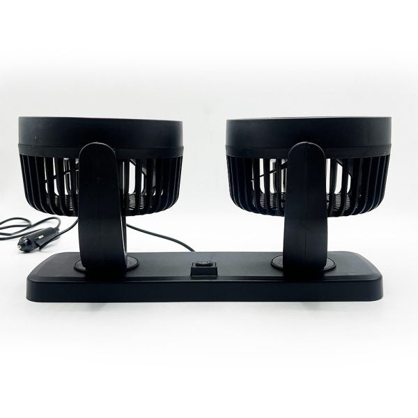 Car Fan Dual Head 4-inch 12v/24v – 360° Rotating Low Noise Cooling Fan With Cigarette Lighter Plug – 100% Copper Motor – Universal For Cars, Suvs & Trucks With Box