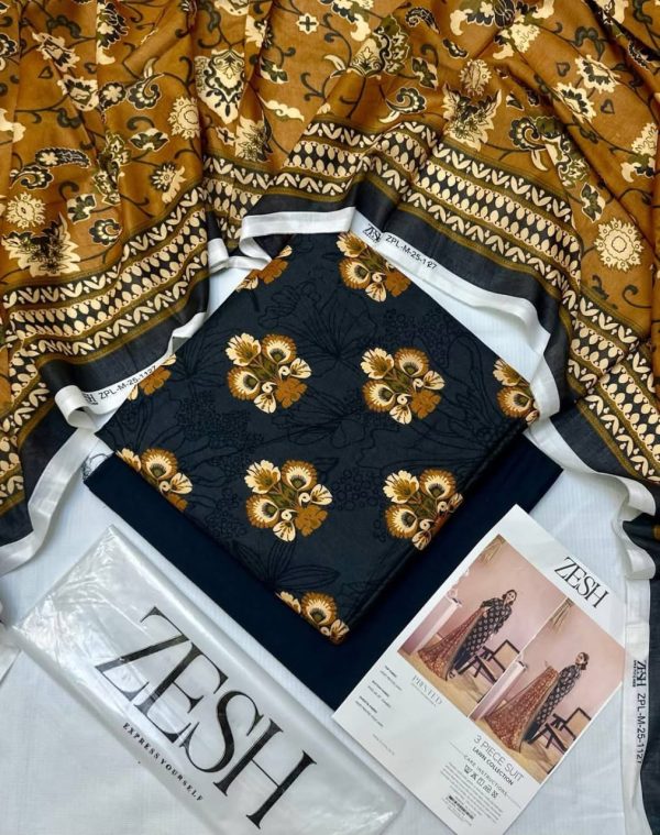 ✨ Zesh ✨ 3 Pieceunstitched Suit Zesh Summaer Lawn Collection 2025