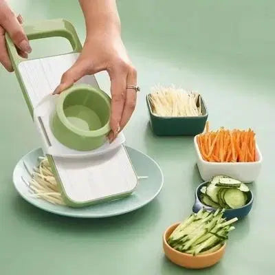 Green Vegetable Slicer - 5 In 1 Easy-to-Clean, Multipurpose Kitchen Tool for Food Preparation