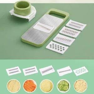 Green Vegetable Slicer - 5 In 1 Easy-to-Clean, Multipurpose Kitchen Tool for Food Preparation