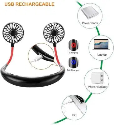Compact Neck Fan - 1 Pc Portable Wearable Fan in Black