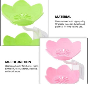 Multicolor Lotus Flower Soap Holder, Double Layer Wall-mounted, No-drill With Drainage, Quick-dry Plastic Bathroom Organizer For Soap Storage, Soap Holder For Bathroom ( Random Color ) – 01 Stand