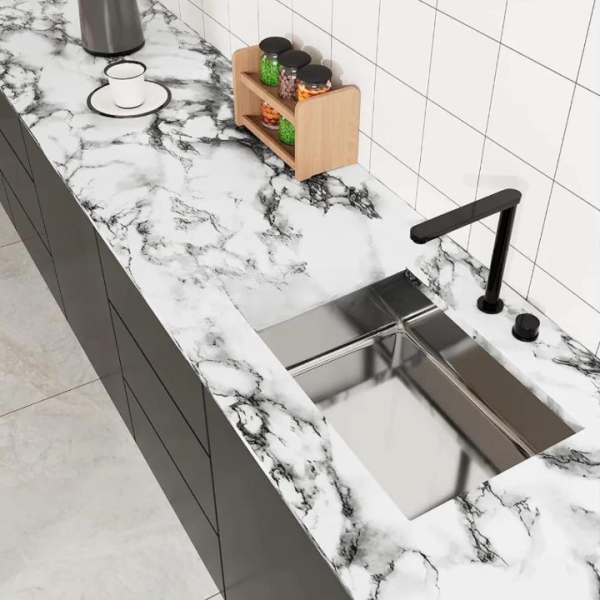 Self Adhesive White Marble Sheet Sticker For Kitchen, Cupboard, Wall – Anti Oil And Heat Resistant Wallpaper – Size 60x200