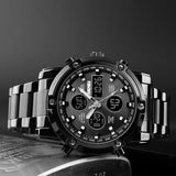 Skemie 1389 Men’s Digital Analog Watch Waterproof Digital Chronograph Led Multi-time Business Watch Stainless Steel (without Box)