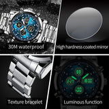 Skemie 1389 Men’s Digital Analog Watch Waterproof Digital Chronograph Led Multi-time Business Watch Stainless Steel (without Box)